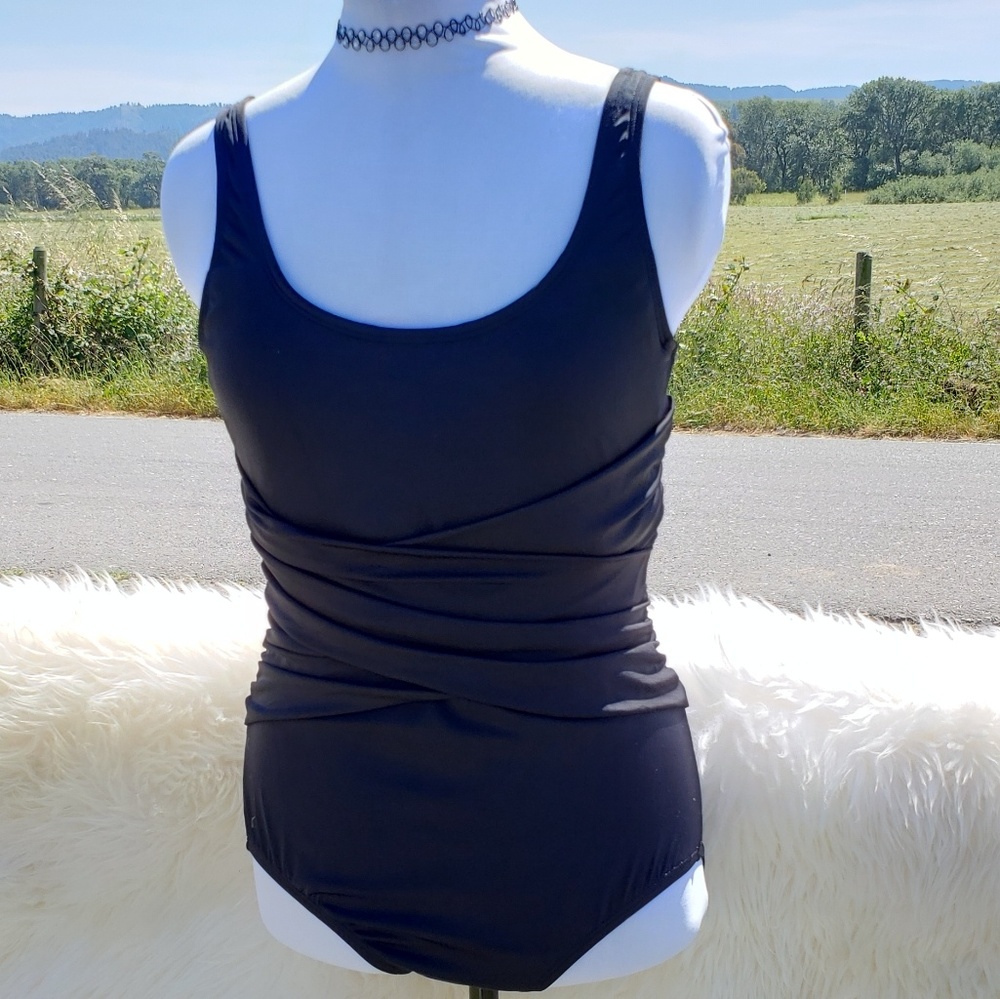 Women's Speedo Swimsuit w/ Waste Rouging sz 14 blk - Picture 8 of 9